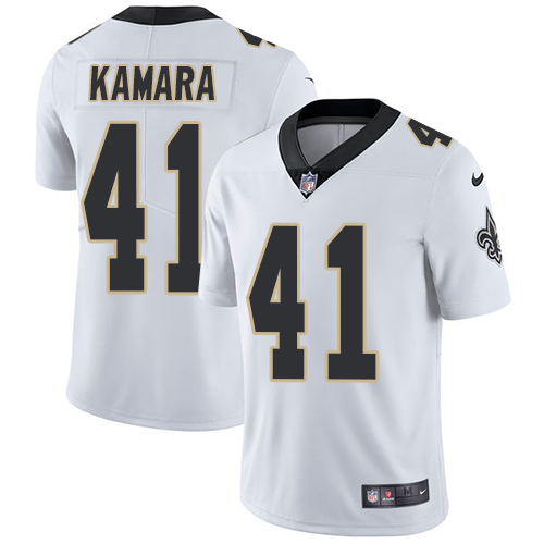 Nike Saints #41 Alvin Kamara White Men's Stitched NFL Vapor Untouchable Limited Jersey - Click Image to Close